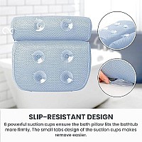 Luxstep Bath Pillow Bathtub Pillow With 6 Non-Slip Suction Cups,15X14 Inch, Extra Thick And Soft Air Mesh Pillow For Bath - Fits All Bathtub, Blue