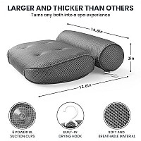 Luxstep Bath Pillow Bathtub Pillow With 6 Non-Slip Suction Cups,146X126 Inch, Extra Thick And Soft Air Mesh Pillow For Bath - Fits All Bathtub, Grey