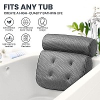 Luxstep Bath Pillow Bathtub Pillow With 6 Non-Slip Suction Cups,146X126 Inch, Extra Thick And Soft Air Mesh Pillow For Bath - Fits All Bathtub, Grey