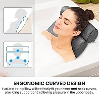 Luxstep Bath Pillow Bathtub Pillow With 6 Non-Slip Suction Cups,146X126 Inch, Extra Thick And Soft Air Mesh Pillow For Bath - Fits All Bathtub, Grey