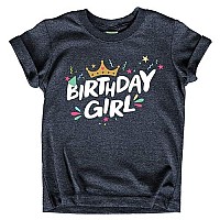 Birthday Girl Shirt Crown 1St First 2Nd Two 3Rd 4Th 5Th Toddler Birthday Outfit (Charcoal Black, Youth S(8))