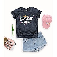 Birthday Girl Shirt Crown 1St First 2Nd Two 3Rd 4Th 5Th Toddler Birthday Outfit (Charcoal Black, Youth S(8))