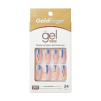 Gold Finger Gel Glam Design Nail Press On Nails, Gel Nail Kit, Polish Free Manicure Long Length (Gd15)