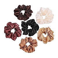 ZBORH 6 Pcs Satin Hair Scrunchies Soft Elastic Hair Ties Set for Women Teenage girls Ponytail Holders