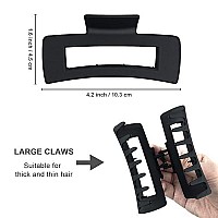 Black Hair Claw Clips Large Hair Clips For Women Girls, 42 Matte Rectangle Hair Clips For Thick Hair, Nonslip Hair Cutcher Jaw Clips Hair Clamps For Thick Hair And Thin Hair, 2 Packs