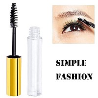 2Pcs 10Ml Empty Mascara Tube With Eyelash Wand,Golden Eyelash Cream Container Bottle With Funnels Transfer Pipettes For Applying Castor Oil And Diy Cosmetics