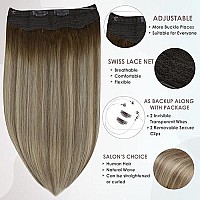 Full Shine Fish Wire Hair Extensions Real Human Hair Invisible Fish Wire Hair Extensions 3 Darker Brown Fading To 8 Light Brown And 22 Blonde 80 Grams Remy Hairpiece 12 Inch