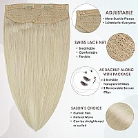 Full Shine Blonde Hair Extension Fish Line Extensions Real Human Hair With 2 Removable Clips Platinum Blonde Hair Headband Extensions 50G Fish Wire Extensions Blonde Straight Hair 10 Inch