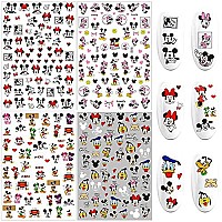 3D Nail Art Stickers Cute Nail Decals Self Adhesive Cute Nail Designs Sticker Cartoon Nail Decal For Women Girls Kids Nail Gifts Manicure Charms Nail Accessory Decoration (6 Sheets 480+ Decals)