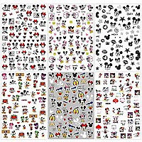 3D Nail Art Stickers Cute Nail Decals Self Adhesive Cute Nail Designs Sticker Cartoon Nail Decal For Women Girls Kids Nail Gifts Manicure Charms Nail Accessory Decoration (6 Sheets 480+ Decals)