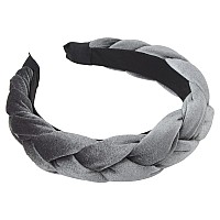 RINVEE Headbands for Women Fashion criss cross Hairband Velvet Braided Hair Accessories, gray