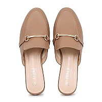 Musshoe Women Mules Comfortable Slip On Mules For Women Flats,Dark Beige Pu 9