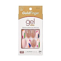 Gold Finger Gel Glam Design Nail Press On Nails, Gel Nail Kit, Polish Free Manicure Long Length