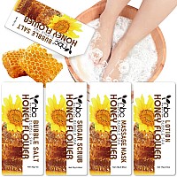 Foot Soak, Pedicure Spa Foot Bath Soak With Foot Soak Salt Scrub Lotion 4 In 1 Spa Pedicure Soak Set For Dry Cracked Feet, Moisturizing Foot Soak Spa Kit Honey Flower