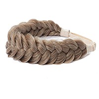 Toecwegr Synthetic Hair Braided Headband Classic Chunky Wide Plaited Wedding Fluffy Braids Wig Women Girl Beauty Accessory (12T27613A)