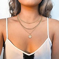 M Mooham Gold Layered Necklaces For Women, 14K Gold Plated Paperclip Link Chain Necklaces For Women Dainty Initial Necklaces Gold Necklace For Women L Necklaces For Women Gold Jewelry For Women