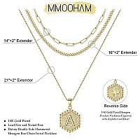 M Mooham Gold Layered Necklaces For Women, 14K Gold Plated Paperclip Link Chain Necklaces For Women Dainty Initial Necklaces Gold Necklace For Women L Necklaces For Women Gold Jewelry For Women