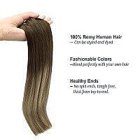 Goo Goo 120G Hair Extensions Human Hair, Walnut Brown To Ash Brown And Bleach Blonde Remy Clip In Human Hair Extensions Natural Hair Straight 7Pcs 22 Inch