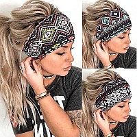 Aceorna Boho Headbands Wide Knot Hair Band Elastic Turban Head Band Stretch Leopard Twist Head Wraps Cloth Yoga Sweartband Fashion Hair Accessories For Women And Girls 3 Pcs (Set D)