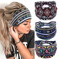 gORTIN Boho Headbands Leopard Hair Bands Knoted Turban Headband Stretch Twist Head Wraps Stripe cloth Head Bands for Women and girls 3 Pcs (Vintage)