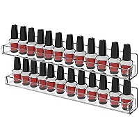 Cq Acrylic Nail Polish Rack Wall Mount Shelf,2 Pack Acrylic Nail Polish Organizer Display 24 Bottles,15 Acrylic Floating Wall Ledge Shelf Kids Bookshelf,Clear