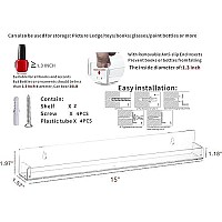 Cq Acrylic Nail Polish Rack Wall Mount Shelf,2 Pack Acrylic Nail Polish Organizer Display 24 Bottles,15 Acrylic Floating Wall Ledge Shelf Kids Bookshelf,Clear