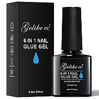 Gelike 6 In 1 Nail Glue Gel For Acrylic Nails Long Lasting, Curing Needed Uv Extension Glue For False Nail Tips And Press On Nails, Nail Repair Treatment