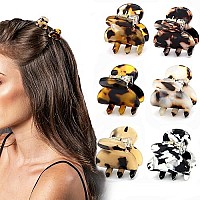 Cobahom 6Pcs Small Hair Clips Mini Hair Claws Tortoise Shell Leopard Small Jaw Clips Tortoise Barrettes Acrylic Hair Jaw Clips Clamps For Women Girl Thin Thick Hair