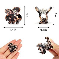 Cobahom 6Pcs Small Hair Clips Mini Hair Claws Tortoise Shell Leopard Small Jaw Clips Tortoise Barrettes Acrylic Hair Jaw Clips Clamps For Women Girl Thin Thick Hair