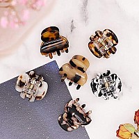 Cobahom 6Pcs Small Hair Clips Mini Hair Claws Tortoise Shell Leopard Small Jaw Clips Tortoise Barrettes Acrylic Hair Jaw Clips Clamps For Women Girl Thin Thick Hair