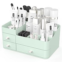 Makeup Organizer Storage with Drawers, cosmetic Display case for Brushes, Lotions, Perfumes, Eyeshadow, Nail Polish Ideal for Bathroom, Dresser, countertop (green)