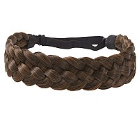 Toecwegr 5 Strands Synthetic Hair Braided Headband Hairpiece Classic Chunky Wide Plaited Braids Elasticmulti-Color Headband Ladies Beauty Headwear