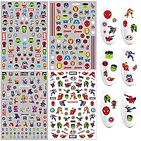 Dibests 4 Sheets Cute Nail Art Stickers Cartoon Nail Decals Diy Nail Art Supplies Kawaii Designer Nail Stickers For Boys Teens Girls Kids Party Favors Manicure Decoration Gifts