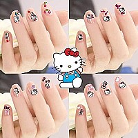 Dibests 4 Sheets Cute Cartoon Nail Art Stickers 3D Design Nail Decals Anime Cat Nail Stickers For Girls Kids Women Kawaii Manicure Decorations Nail Charms Accessories Nail Supplies (300+ Decals)