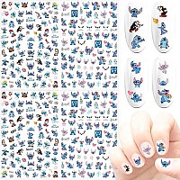 Dibests 4 Sheets Cute Nail Art Stickers 3D Cartoon Nail Decals Self-Adhesive Diy Nail Designs Decoration Anime Nail Sticker For Women Kids Girls Manicure Gift Nail Charms Accessories (300,Decals)