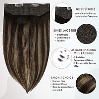 Full Shine Brown Wire Human Hair Extensions Balayage Ash Brown 282 Invisible Fish Line Hair Extensions Real Human Hair 90 Grams Remy Hairpiece Removable Clips In Wire Extensions 16 Inch