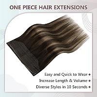 Full Shine Brown Wire Human Hair Extensions Balayage Ash Brown 282 Invisible Fish Line Hair Extensions Real Human Hair 90 Grams Remy Hairpiece Removable Clips In Wire Extensions 16 Inch