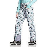 Tsla Womens Winter Snow Pants, Waterproof Insulated Ski Pants, Ripstop Snowboard Bottoms, Cargo Snow Pants Print Pastel Garden, Small