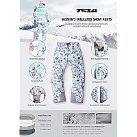 Tsla Womens Winter Snow Pants, Waterproof Insulated Ski Pants, Ripstop Snowboard Bottoms, Cargo Snow Pants Print Pastel Garden, Small