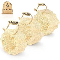 Almooni Mini Natural Loofah Sponge - Real Egyptian Shower Exfoliating Loofah - Small Loofah Scrubber For The Perfect Grip - 3 Count(1 Pack)