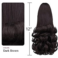 Dark Brown Ponytail Extension,Claw Clip Ponytails 12In Curly 38 Oz Fake Hair Extensions Hair Pieces Syxlcygg Wig Girl Synthetic Fluffy Not Tangled