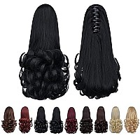 Black Ponytail Extensions,Fake Claw Clip Ponytails Hair Extension 12In Curly 38 Oz Hair Pieces Syxlcygg Wig Synthetic Fluffynot Tangled