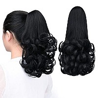 Black Ponytail Extensions,Fake Claw Clip Ponytails Hair Extension 12In Curly 38 Oz Hair Pieces Syxlcygg Wig Synthetic Fluffynot Tangled