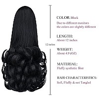 Black Ponytail Extensions,Fake Claw Clip Ponytails Hair Extension 12In Curly 38 Oz Hair Pieces Syxlcygg Wig Synthetic Fluffynot Tangled