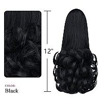 Black Ponytail Extensions,Fake Claw Clip Ponytails Hair Extension 12In Curly 38 Oz Hair Pieces Syxlcygg Wig Synthetic Fluffynot Tangled