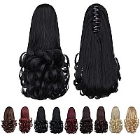 Black Ponytail Extensions,Claw Clip Ponytails Fake Hair Extension 12In Curly 38 Oz Hair Pieces Syxlcygg Wig Synthetic Fluffynot Tangled