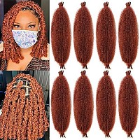 8 Packs Copper Red Springy Afro Twist Crochet Hair 16 Inch Pre-Separated Spring Twist Hair Marley Crochet Braiding For Distressed Soft Locs Hair Extension For Women (10 Strandspack,350)