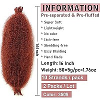 8 Packs Copper Red Springy Afro Twist Crochet Hair 16 Inch Pre-Separated Spring Twist Hair Marley Crochet Braiding For Distressed Soft Locs Hair Extension For Women (10 Strandspack,350)