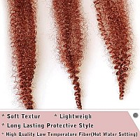 8 Packs Copper Red Springy Afro Twist Crochet Hair 16 Inch Pre-Separated Spring Twist Hair Marley Crochet Braiding For Distressed Soft Locs Hair Extension For Women (10 Strandspack,350)