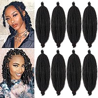 16 Inch Pre-Separated Springy Afro Twist Hair For Distressed Soft Locs 8 Packs Spring Twist Hair Natural Black Marley Twist Crochet Braiding Hair Hair Extension For Women(10 Strandspack,1B)